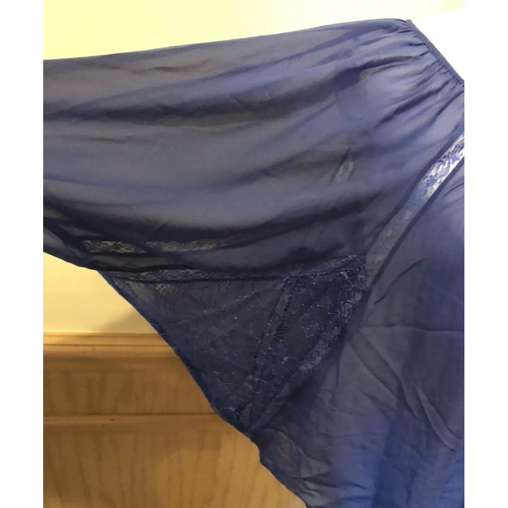 LC Lauren ~ Blue Sheer Lace Batwing Dolman Sleeve Button Front Blouse ~Size Sm. - Picture 7 of 9